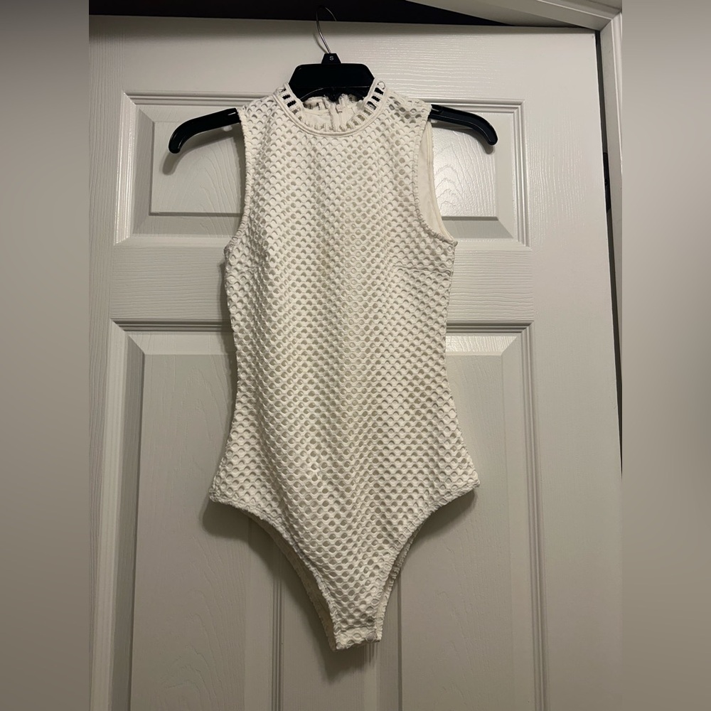 White Textured Bodysuit